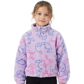 Disney Lilo & Stitch Girls Sherpa Fleece Jacket – Zip-Up Mock Neck Kids Outerwear, Official Licensed (Sizes 4–10) in Saudi Arabia