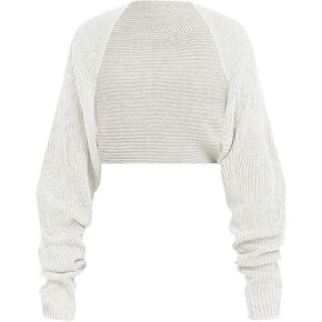 SHENHE Girl's Open Front Ribbed Lightweight Knit Teen Long Sleeve Sweater Casual Cropped Cardigan in Saudi Arabia
