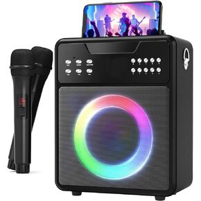Karaoke Machine for Adults, Portable Karaoke Machine with Bluetooth and 2 Wireless Microphones, Karaoke Speaker with Lights Supports for TWS,USB,FM,REC,AUX in,TF Card for Party in Saudi Arabia