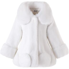 Girls Faux Fur Long Coat for 4-12 Years Winter Jacket Fluffy Warm Princess Outwear in Kuwait