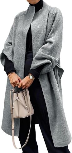 Cicy Bell Womens Long Pea Coats Oversized Wrap Wool Blend Trench Coats Winter Open Front Cardigan Overcoats in Saudi Arabia