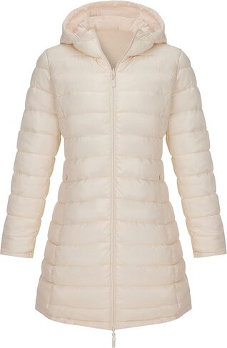 Bellivera Women Puffer Jacket Reversible Spring and Winter Fashion Warm Quilted Long Hooded Padded Bubble Coat in Saudi Arabia