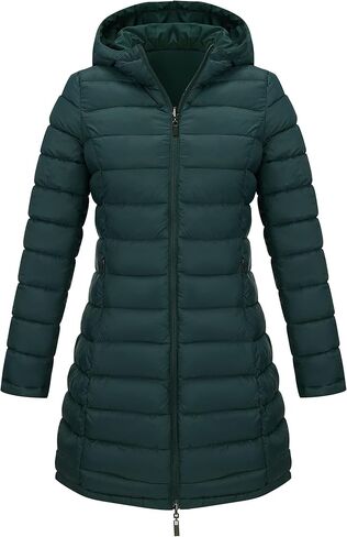 Bellivera Women Puffer Jacket Reversible Spring and Winter Fashion Warm Quilted Long Hooded Padded Bubble Coat in Saudi Arabia