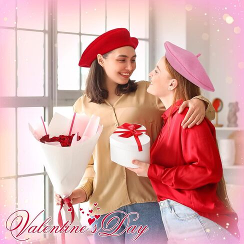 Liitrsh 2 قطعة قبعات قبعات لعيد الحب على شكل قلب قبعات عصرية دافئة وردي أحمر لحفلات عيد الحب للأصدقاء والنساء والفتيات هدايا للسيدات in Kuwait