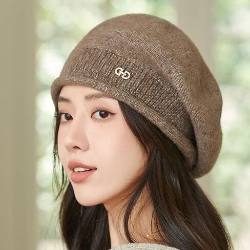 Women's Autumn Winter Warm Elegant Beret Fashion Versatile Knitted Japanese Artist Hat Cold Resistant British Style Hat in Saudi Arabia