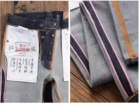 Vintage Red Tornado 16oz Men's Jeans Slim Fit Straight Leg Heavyweight Selvedge Jeans for Men Denim Pants One Wash Blue Jean in Saudi Arabia