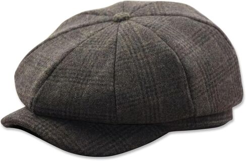 Vintage Newsboy Cap Flat Cap 8 Panel Baker Boy Cap Herringbone Tweed Wool Blend Adjustable Gatsby Hat Cabbie Cap in Kuwait