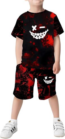 Boys' short-sleeved suit, fashionable and comfortable, suitable for summer adventure and casual occasions. in Saudi Arabia