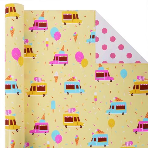 BIOBROWN Dinosaurs Wrapping Paper Roll - 17 Inches X 33 Feet (47 sq. ft. ttl.) - Happy Birthday Gifts Wrap Stone Paper for Birthday, Baby Shower, Party, Holiday, Boys Kids in Kuwait