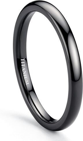 Jstyle 2mm 4mm 6mm Titanium Wedding Band Rings for Women Men Silver/Black/Gold Plated Domed High Polish Stackable Rings Engagement Statement Promise Wedding Band Ring Comfort Fit 6-13 Not Tarnished in Saudi Arabia