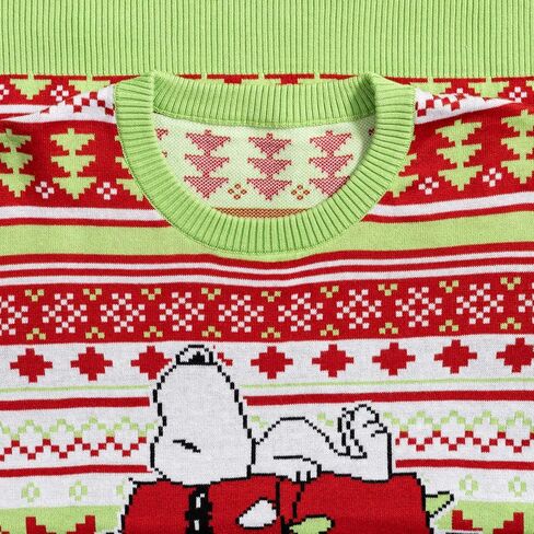 سترة عيد الميلاد القبيحة المحبوكة المرخصة رسميًا من Peanuts Snoopy Sleeping on Red House Christmas Lights من Life Clothing متعدد الألوان in Saudi Arabia
