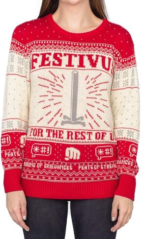 سترة Seinfeld Festivus for The Rest of Us Pole Cream Ugly Christmas - كم طويل in Saudi Arabia