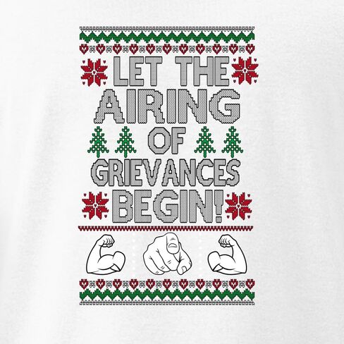 Let The Airing of Grievances Begin Funny TV Sitcom Festivus Ugly Christmas Mens Long Sleeve Shirt in Saudi Arabia
