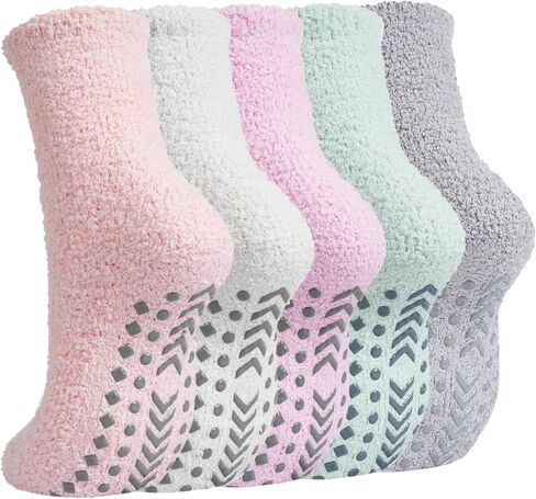 Non Slip Socks for Women Gifts,Winter Warm Fuzzy Slippers With Grips Cozy Fluffy Hospital Sleep Sock in Saudi Arabia