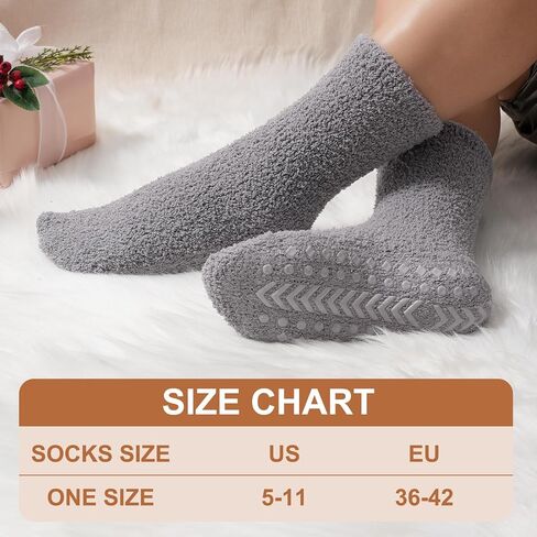 Non Slip Socks for Women Gifts,Winter Warm Fuzzy Slippers With Grips Cozy Fluffy Hospital Sleep Sock in Saudi Arabia