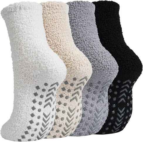 Non Slip Socks for Women Gifts,Winter Warm Fuzzy Slippers With Grips Cozy Fluffy Hospital Sleep Sock in Saudi Arabia
