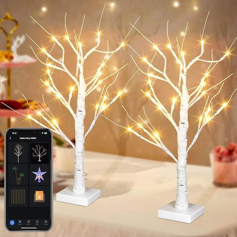 شجرة البتولا المضيئة الذكية بطول 6 أقدام مع أضواء WW LED لديكور عيد الميلاد، والتحكم في التطبيقات والأزرار، ومزامنة الموسيقى، ومؤقت ذكي، والتحكم في مجموعة الأشجار المتعددة، والديكور الداخلي والخارجي لغرفة ساحة الفناء والزفاف in Saudi Arabia