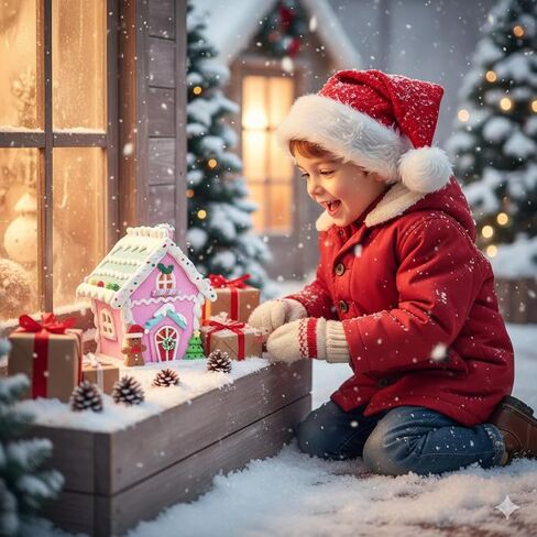 زينة عيد الميلاد لبيت الزنجبيل الوردي LED 2025، 6 بوصات تضيء زينة قرية عيد الميلاد مع رجل خبز الزنجبيل وشجرة عيد الميلاد لقطعة مركزية للطاولة أو عرض العطلات in Kuwait