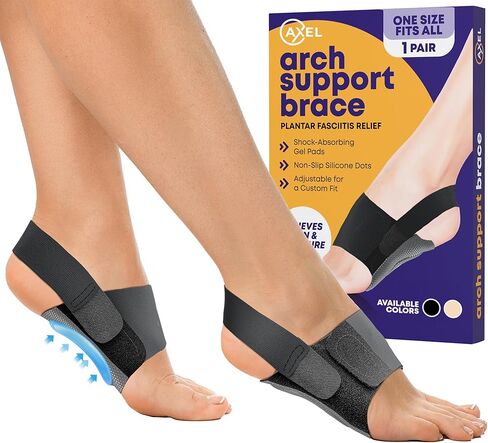 دعامة دعم قوس القدم من أكسل - دعامات قوس القدم غير قابلة للانزلاق لتخفيف التهاب اللفافة الأخمصية، وتخفيف آلام قوس القدم للنساء والرجال - أجهزة تقويم العظام المدمجة للقدم المسطحة، والأقواس الساقطة (عارية) in Kuwait