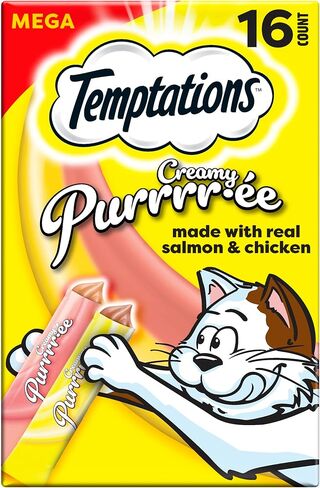 Temptations Creamy Puree Mix-Ups Seafood Medley Flavor Squeezable Lickable Wet Cat Treats, 0.42 oz. Tubes, 4 Count (Pack of 11) – Total 44 Count in Kuwait