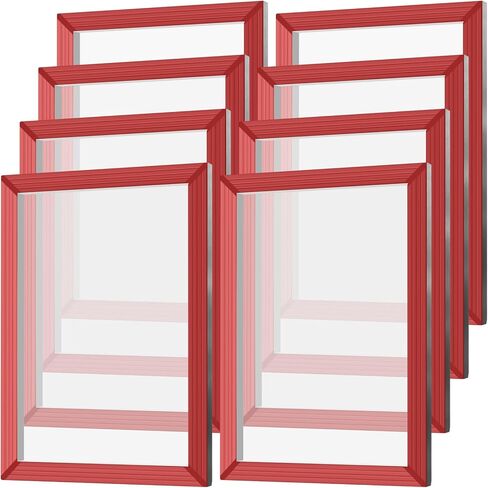 Zonon 8 Pieces 10 x 14 Inch Aluminum Silk Screen Printing Frames with 160 White Mesh White Polyester Screen and Red Glue Pre-Stretched Silk Frame for DIY T-Shirt Printing in Saudi Arabia