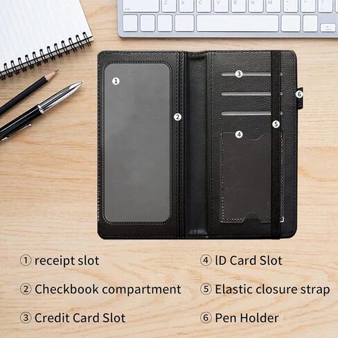 Rossy Checkbook Cover for Men & Women PU Leather Slim Check Book Holder Wallet Covers with Card Slots Duplicate Checks Card Pen Holder with RFID Blocking & Elastic Strap, Camouflage Tree in Saudi Arabia
