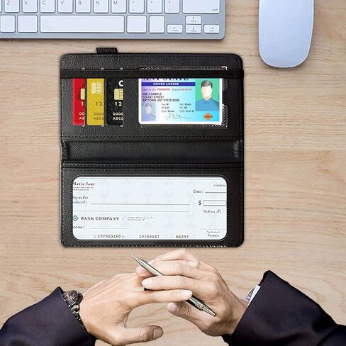 Rossy Checkbook Cover for Men & Women PU Leather Slim Check Book Holder Wallet Covers with Card Slots Duplicate Checks Card Pen Holder with RFID Blocking & Elastic Strap, Camouflage Tree in Saudi Arabia