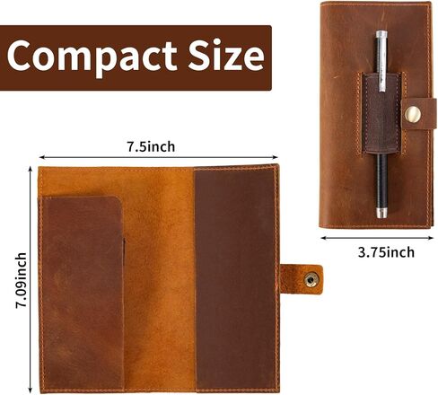 غطاء دفتر شيكات جلدي مع حامل قلم للنساء والرجال، أغطية دفتر شيكات للشيكات المكررة، حامل سجل ثنائي الطي، محفظة دفاتر الشيكات 7 × 3.75 بوصة، هدايا شخصية in Kuwait