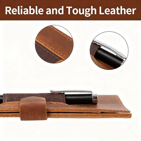 غطاء دفتر شيكات جلدي مع حامل قلم للنساء والرجال، أغطية دفتر شيكات للشيكات المكررة، حامل سجل ثنائي الطي، محفظة دفاتر الشيكات 7 × 3.75 بوصة، هدايا شخصية in Kuwait