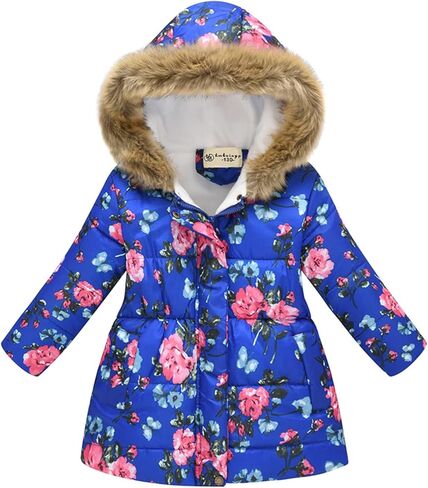 Girl's Coat Winter Outwear Hooded Puffer Jacket KidS Parka Fleece Snow With Pocket in Kuwait