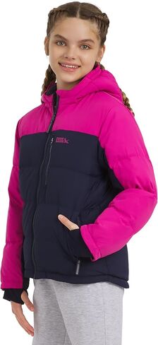 سترة Eddie Bauer للفتيات كلاسيكية ثقيلة الوزن مبطنة بالفرو الصناعي معزولة بغطاء للرأس، معطف بازلاء، مقاس متوسط in Saudi Arabia