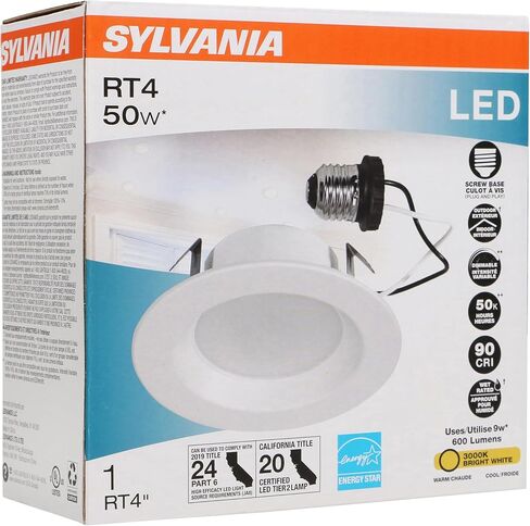 Sylvania 74292 Sylvania Ultra LED RT5/6 Gimbal (Recessed Downlight Kit), 10W, Replaces 65W Incandescent, Plastic Bulbs, 4000K Cool White, Dimmable Down to 10%, 50, 000 Hours in Saudi Arabia