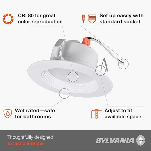 Sylvania 74292 Sylvania Ultra LED RT5/6 Gimbal (Recessed Downlight Kit), 10W, Replaces 65W Incandescent, Plastic Bulbs, 4000K Cool White, Dimmable Down to 10%, 50, 000 Hours in Saudi Arabia