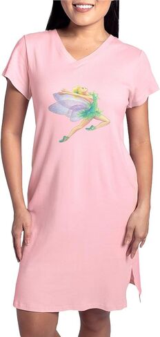 تي شيرت CafePress Tinkerbell Dancer 2 تي شيرت نوم نسائي، قميص بيجامة طويل ناعم، بيجامة قطنية/بيجامة وردي in Saudi Arabia