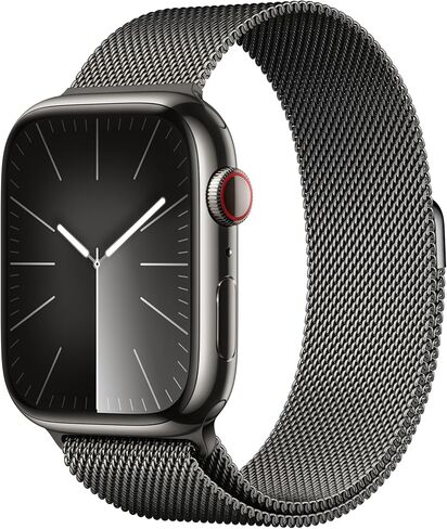 Apple Watch Series 9 [GPS + Cellular 45mm] Smartwatch with Silver Stainless Steel Case with Storm Blue Sport Band M/L. Fitness Tracker, Blood Oxygen & ECG Apps, Always-On Retina Display in Saudi Arabia
