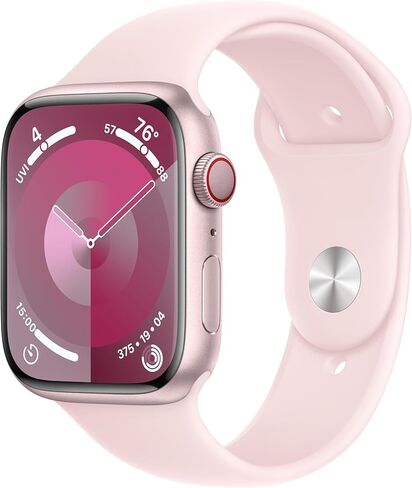 Apple Watch Series 9 [GPS + Cellular 45mm] Smartwatch with Silver Stainless Steel Case with Storm Blue Sport Band M/L. Fitness Tracker, Blood Oxygen & ECG Apps, Always-On Retina Display in Saudi Arabia