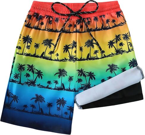 Boys Swim Trunks with Compression Liner Boys Bathing Suit Quick Dry Board Shorts Teen Kids Swimsuits in Saudi Arabia