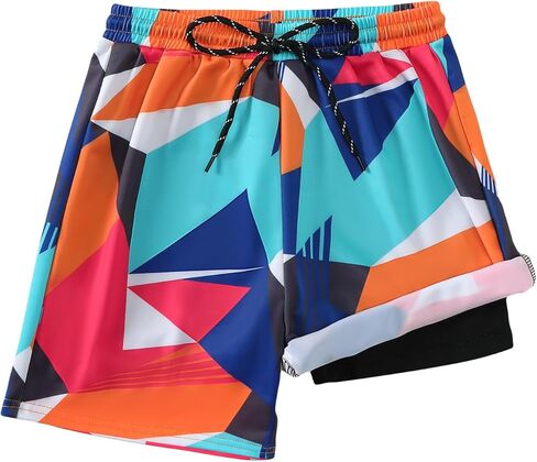 Boys Swim Trunks with Compression Liner Boys Bathing Suit Quick Dry Board Shorts Teen Kids Swimsuits in Saudi Arabia