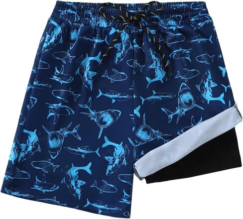 Boys Swim Trunks with Compression Liner Boys Bathing Suit Quick Dry Board Shorts Teen Kids Swimsuits in Saudi Arabia