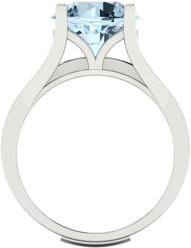 3.39 ct Round Cut Natural Aquamarine 14k White Gold Solitaire with Accents Wedding Bridal Engagement Promise Ring Band Set in Saudi Arabia