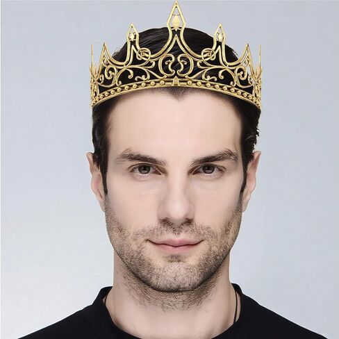 Adjustable Solid Alloy Men's King Crown for Medieval Renaissance Wedding Groom Costume, Baroque Royal Headpiece with Non-Slip Design in Saudi Arabia