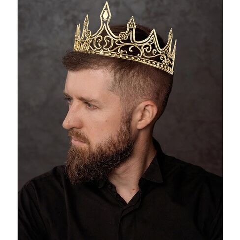 Adjustable Solid Alloy Men's King Crown for Medieval Renaissance Wedding Groom Costume, Baroque Royal Headpiece with Non-Slip Design in Saudi Arabia