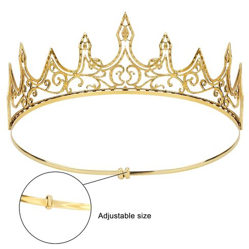 Adjustable Solid Alloy Men's King Crown for Medieval Renaissance Wedding Groom Costume, Baroque Royal Headpiece with Non-Slip Design in Saudi Arabia
