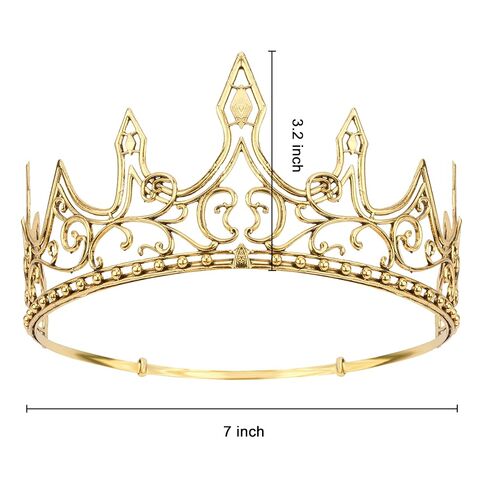 Adjustable Solid Alloy Men's King Crown for Medieval Renaissance Wedding Groom Costume, Baroque Royal Headpiece with Non-Slip Design in Saudi Arabia