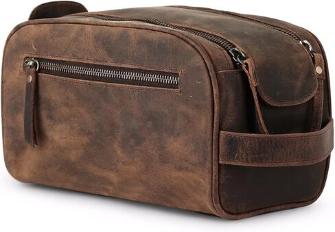 KomalC Travel Toiletry Bag – Premium Leather Dopp Kit for Men & Women with Water-Resistant Lining & Spacious Zippered Organizer in Saudi Arabia