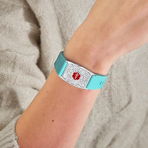 Custom Adjustable Eco-friendly Silicone Medical Alert Bracelets for Women Men with Free Engraving, Personalized Emergency Identification Waterproof Sport Colorful Wristband 5.5 to 8.5 inches in Saudi Arabia