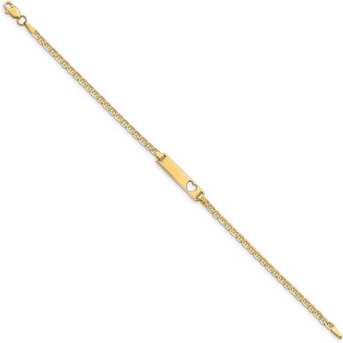 Engravable Personalized Custom 10K Yellow Gold Flat Anchor Link ID Bracelet For Men or Women Length 7 inches Width 5.01 mm With Lobster Claw Clasp in Saudi Arabia