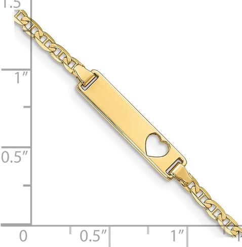Engravable Personalized Custom 10K Yellow Gold Flat Anchor Link ID Bracelet For Men or Women Length 7 inches Width 5.01 mm With Lobster Claw Clasp in Saudi Arabia