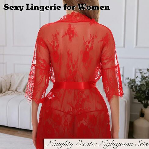 Lingerie for Women Sexy Lingerie and Panty Sets Robes 2 PCS Lace Sexy Sleepwear Pajama Nightgowns Outfits for Women in Saudi Arabia