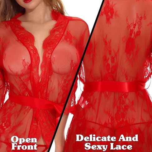 Lingerie for Women Sexy Lingerie and Panty Sets Robes 2 PCS Lace Sexy Sleepwear Pajama Nightgowns Outfits for Women in Saudi Arabia